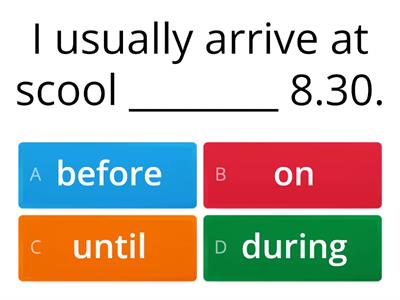 Prepositions of time (Solutions Elem)