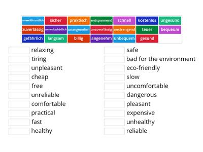 Adjectives for Transport