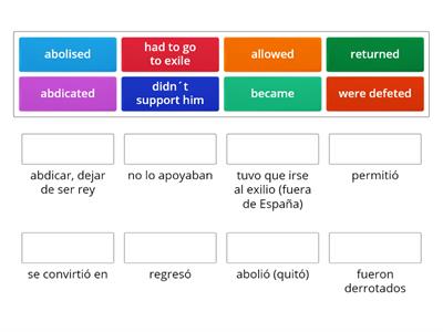 sc y6 SPAIN 19TH CENTURY vocabulary