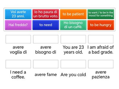 Kreyco Idiomatic expressions with avere