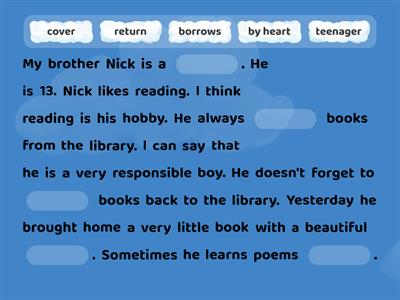 English active vocabulary / prepositions Fill in