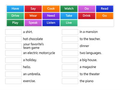 Verb Phrases - English File Elementary, Unit 3A