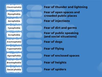 Phobias matching exercise London centre of English Wlodawa