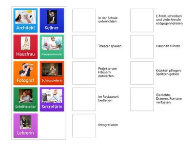 Berufsnamen + Aktivitäten im Beruf 