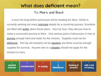 To Mars and Back - Vocabulary Paragraph