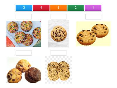 Matching number to quantity (1-5): cookies