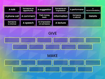 C1 collocations with give and make