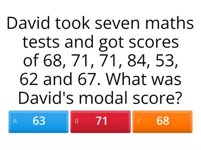 Mean, Median, Mode, Range Quiz