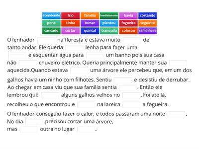 Leitura e compreensão de texto - técnica de cloze - O lenhador