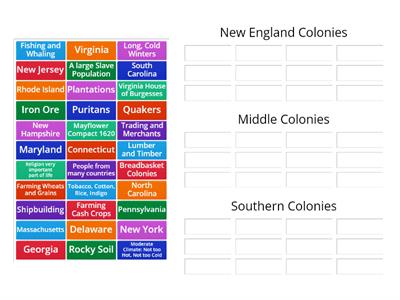 13 Colonies Sort