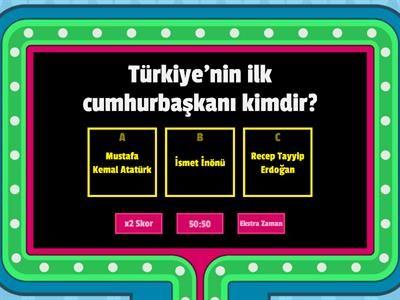 1. Sınıflar için Bilgi Yarışması