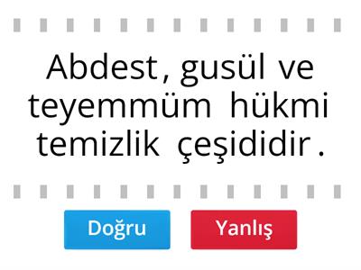 Abdest Gusül Teyemmüm 7. Sınıf TDB