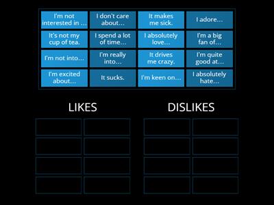 likes and dislikes