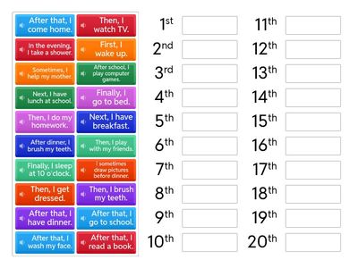 daily routines-rank order