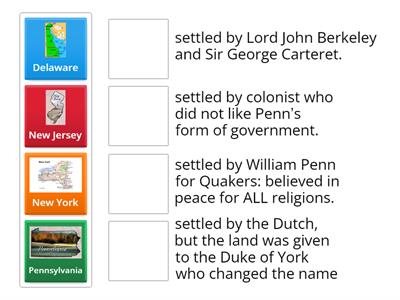 Middle Colonies Match Up!