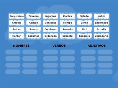 NOMBRES, ADJETIVOS Y VERBOS