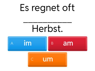 Předložky im, am, um - doplnění do vět