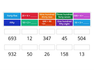 Review Math Match up - Place Value