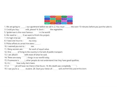 Complete the sentences (Word formation Spotlight 10)