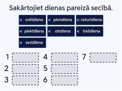 Vārdnīca - Nedēļas dienas