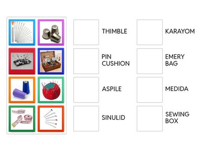 Ipagpares ang larawan ng kagamitan sa pangalan nito.