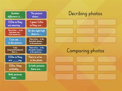 Phrases - describing vs comparing photos