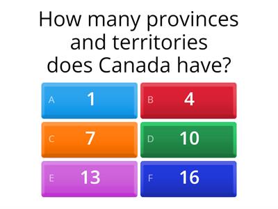 Canadian Provinces and Territories Quiz