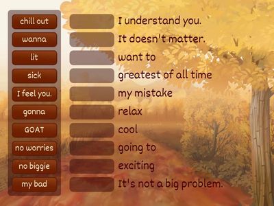 Match the slang or colloquial expression with its formal equivalent.