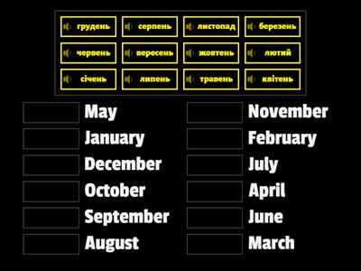 Ukrainian: Months/ Місяці