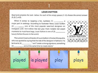 Level B2, reading test, LOUIS VUITTON / VICTORIA BECKHAM