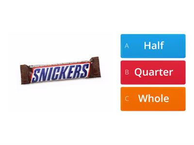 FRACTIONS - Whole, halves and quarters.