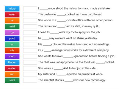 Prefixes extra A2/B1 level
