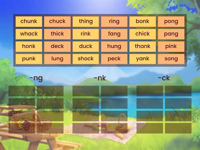 Nasal Blends (-ng & -nk) and -CK Sort