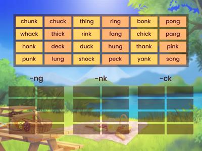 Nasal Blends (-ng & -nk) and -CK Sort