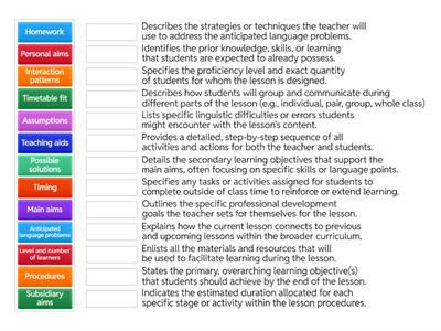 TKT COMPONENTS OF A LESSON PLAN
