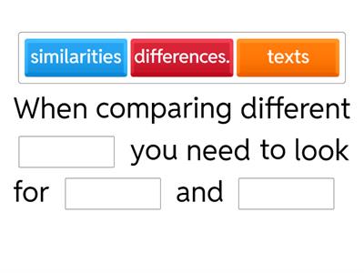 Missing Words Activity for Comparing Different Texts.