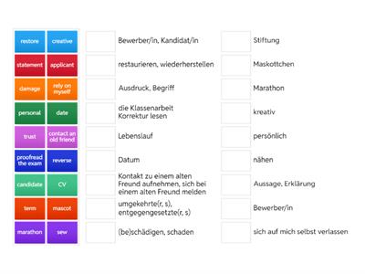 Englisch 9: Vocabulary P. 70 Match Up