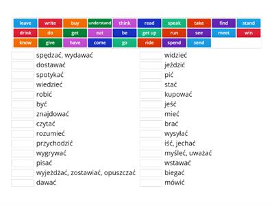 czasowniki nieregularne