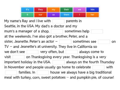 Pronouns (personal, possessive and object)