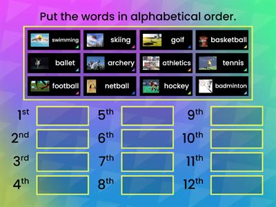 ESOL E3 Alphabetical Order 4 sports