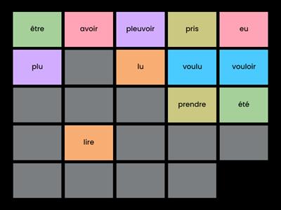 Irregular Verb Past Participle and Infinitive Match