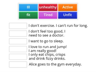 Definitions for different adjectives