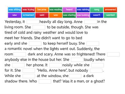 Gapped text Past Simple vs Past Continuous - scary story