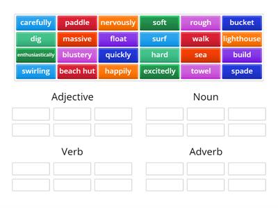 Word class sorting game