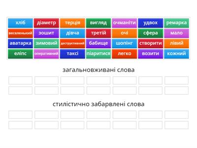 Загальновживані слова і стилістично забарвлені