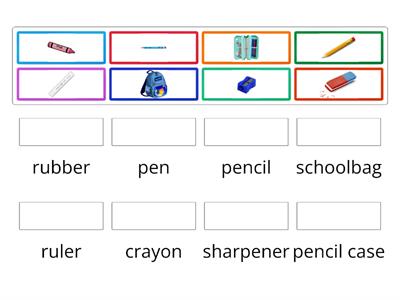 Tiger 1 Unit 1 - School supplies - read and match