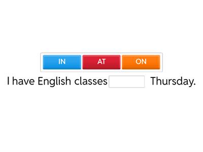 Prepositions of time (in, on, at)