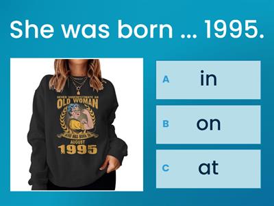 Prepositions of time (in, on, at)