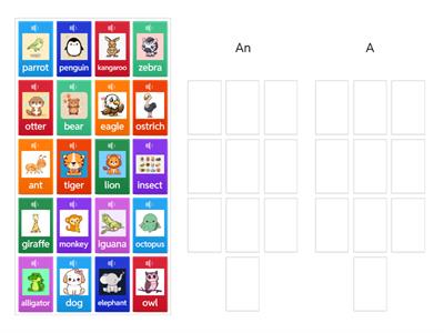 Indefinite articles (animals)