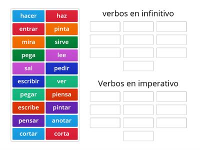 Verbos en infinitivo e imperativo